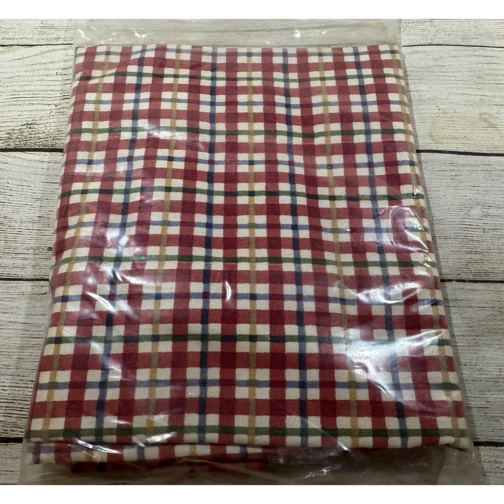 New Longaberger Cherry Plaid Window Valance Red Blue Green Yellow TubG
